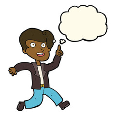 cartoon man with great idea with thought bubble