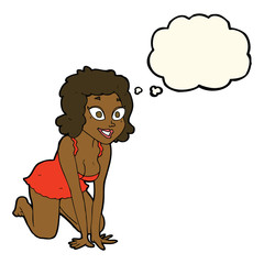 cartoon funny sexy woman with thought bubble