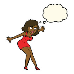 cartoon female spy with thought bubble