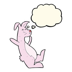 cartoon pink bunny with thought bubble