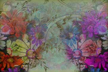 Fragment of colorful retro tapestry , Fragment of colorful retro