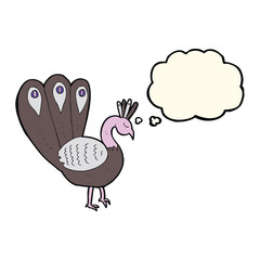 cartoon peacock with thought bubble