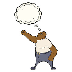 cartoon angry man with thought bubble