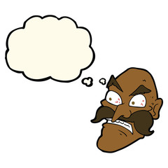 cartoon angry old man with thought bubble