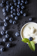 Yogurt and blueberries
