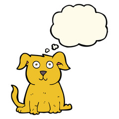cartoon happy dog with thought bubble