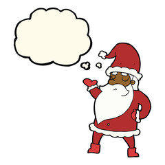 cartoon santa claus with thought bubble