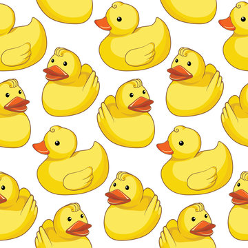 Vector seamless pattern with yellow ducks