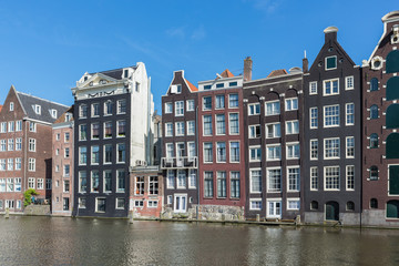 Amsterdam city with historic houses along Canals