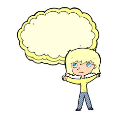 cartoon woman with text cloud space
