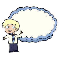 cartoon school boy with idea