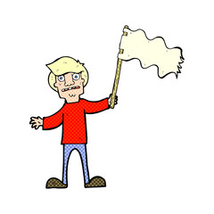 cartoon man waving white flag