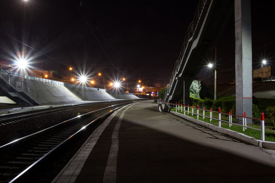 Railway station at night. 