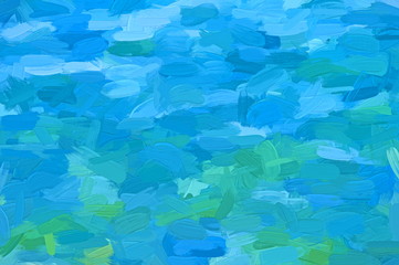 green and blue impasto  - illustration based on own photo image