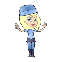 cartoon woman in hat