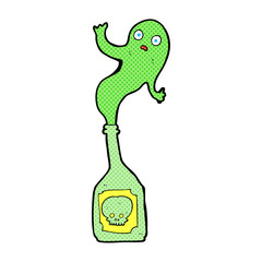 cartoon ghost in bottle