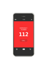 mobile phone with 122 emergency number over white - obrazy, fototapety, plakaty