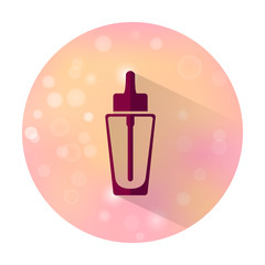 Vector stylish flat icon with long shadow effect of beauty, makeup and cosmetic on blurred background. Bottle with pipette or dropper.