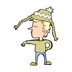 cartoon man wearing winter hat