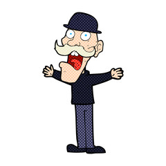 cartoon man wearing bowler hat