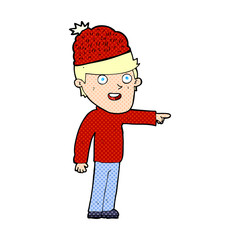 cartoon man wearing winter hat