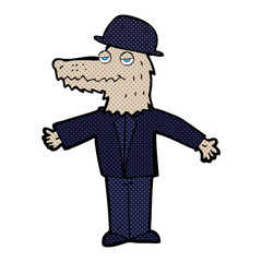 Obraz premium cartoon werewolf wearing hat