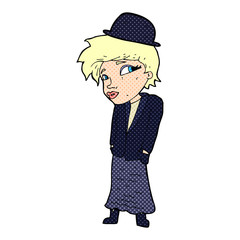 cartoon woman in bowler hat
