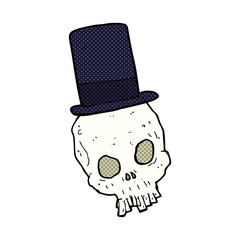 cartoon skull wearing top hat