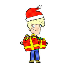 cartoon man ready for christmas