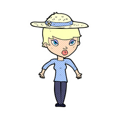 cartoon woman in summer hat