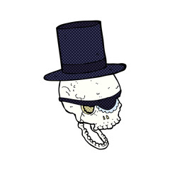 Obraz premium cartoon skull in top hat