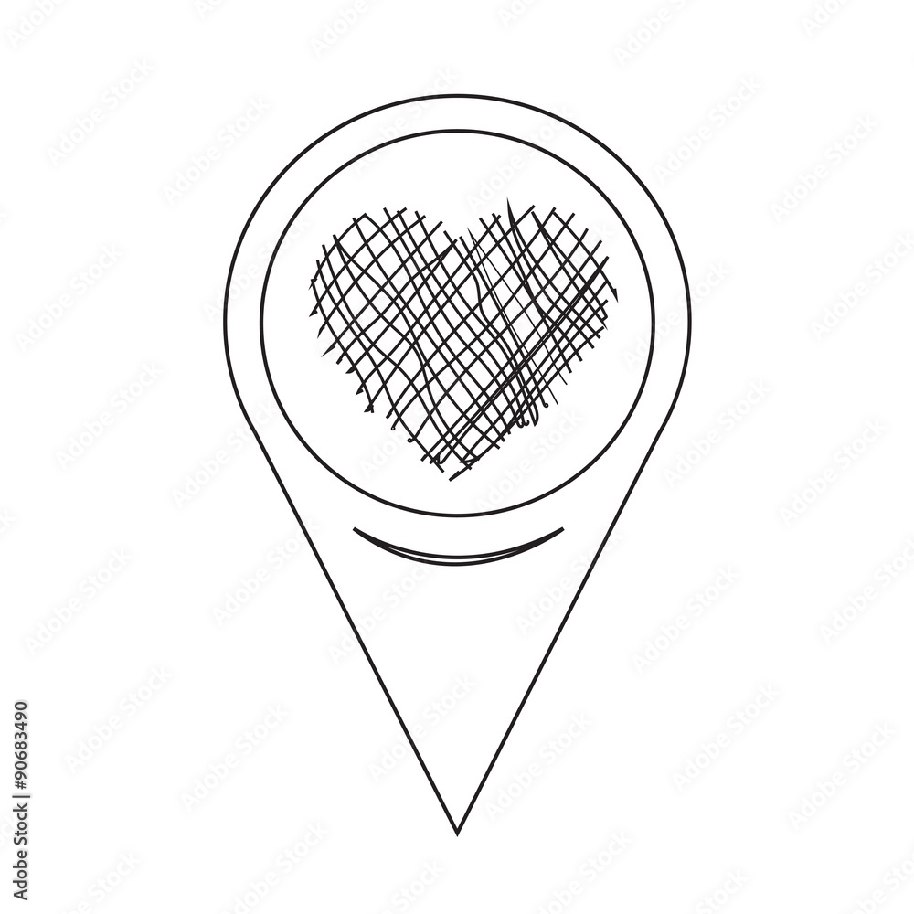 Poster map pointer heart icon