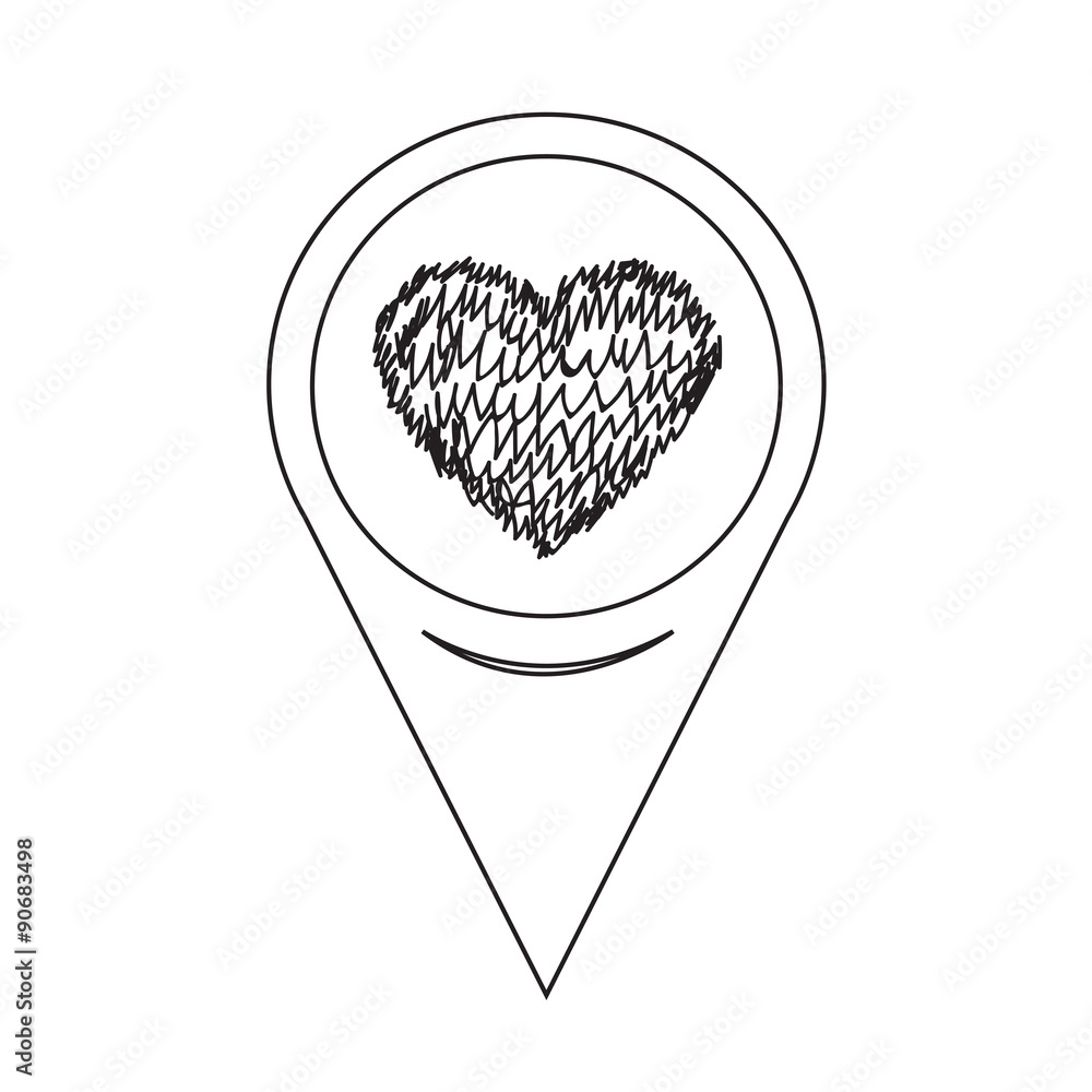 Poster map pointer heart icon
