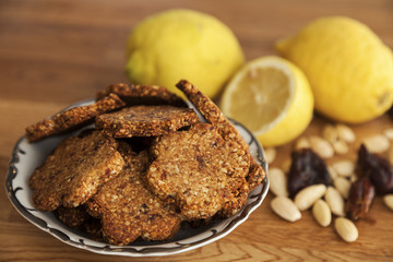 Gluten free ginger cookies with almonds and dates