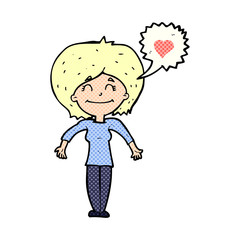 cartoon happy woman in love