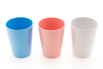 Plastic Water glass isolated on white background