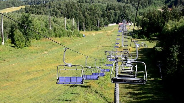 Funicular reduced. Cableway in the mountains