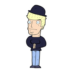cartoon worried man wearing hat