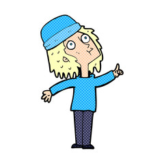 cartoon woman wearing winter hat