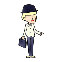 cartoon man in bolwer hat