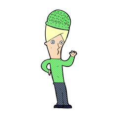 cartoon man wearing winter hat