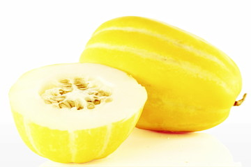 yellow melon or yellow korean melon in white background