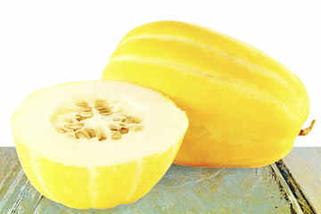 yellow melon or yellow korean melon in white background