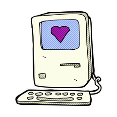 cartoon computer with love heart