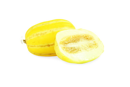 yellow melon or yellow korean melon in white background