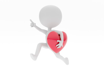 ハートを抱えてジャンプする人