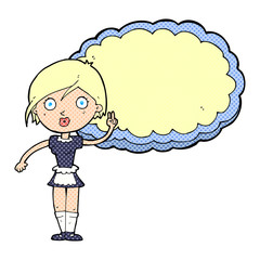 cartoon waitress with text space