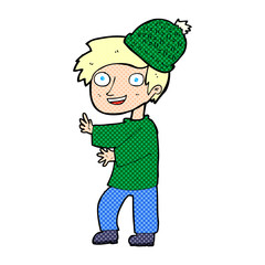 cartoon man wearing winter hat