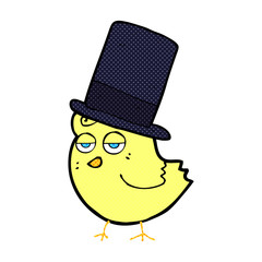 cartoon bird in top hat