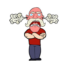 cartoon furious man with red face